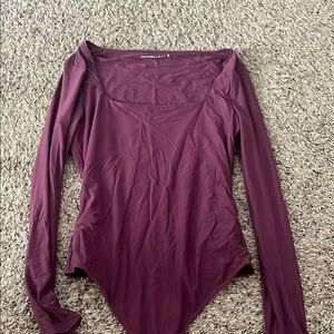 Abercrombie & Fitch Red Asymmetrical Long Sleeve Bodysuit